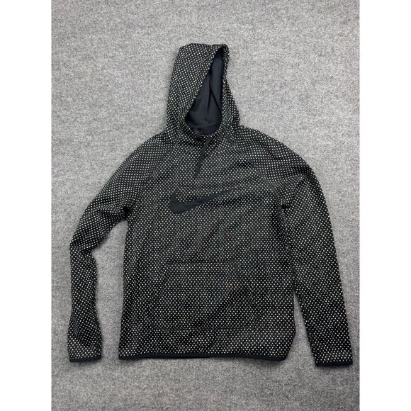 Nike Hoodie Women's Small Black White Triangle Print Pullover Sweatshirt Pocket - Picture 1 of 6